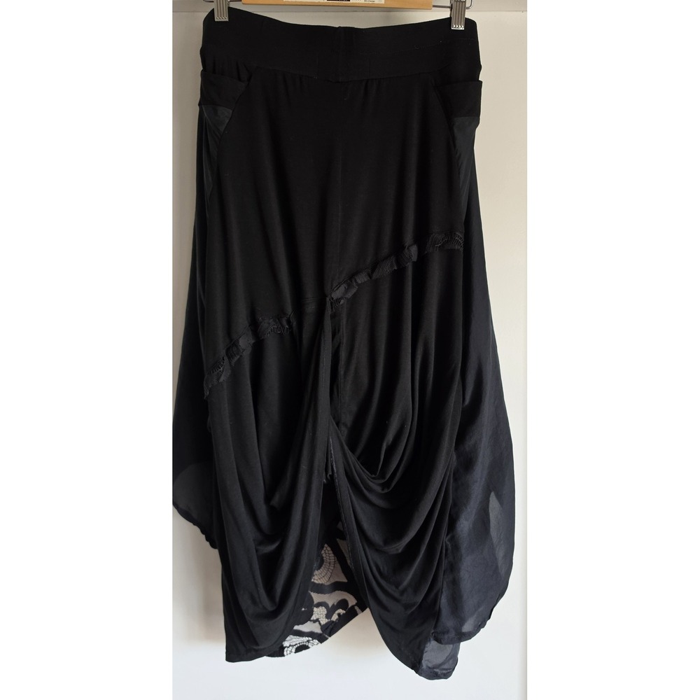 Umbrale Black Handkerchief Hem Skirt - Size 40 - Mixed Media Lace & Satin - Picture 2 of 5